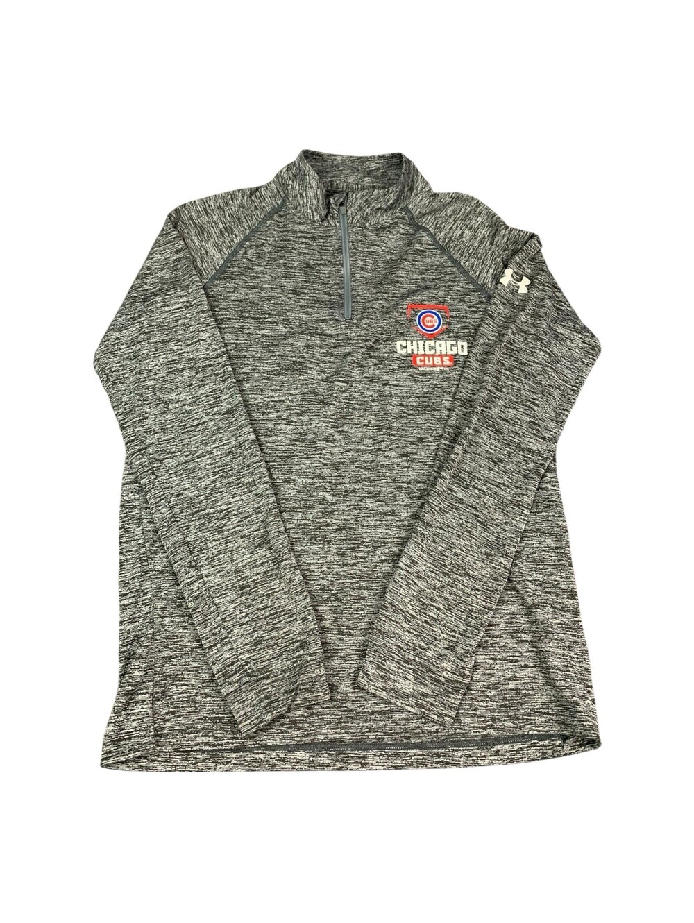 Chicago Cubs Men’s 1/4 Zip Pullover Top Under Armour Heather Gray Size Small